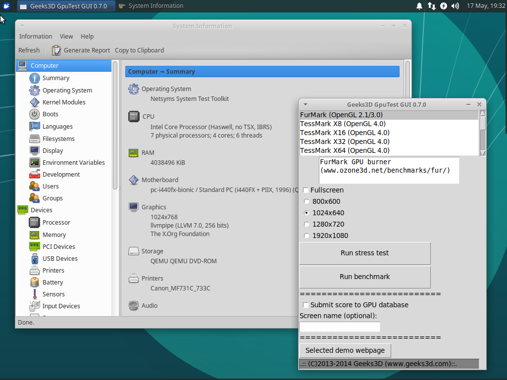 System Info and GPU Tests